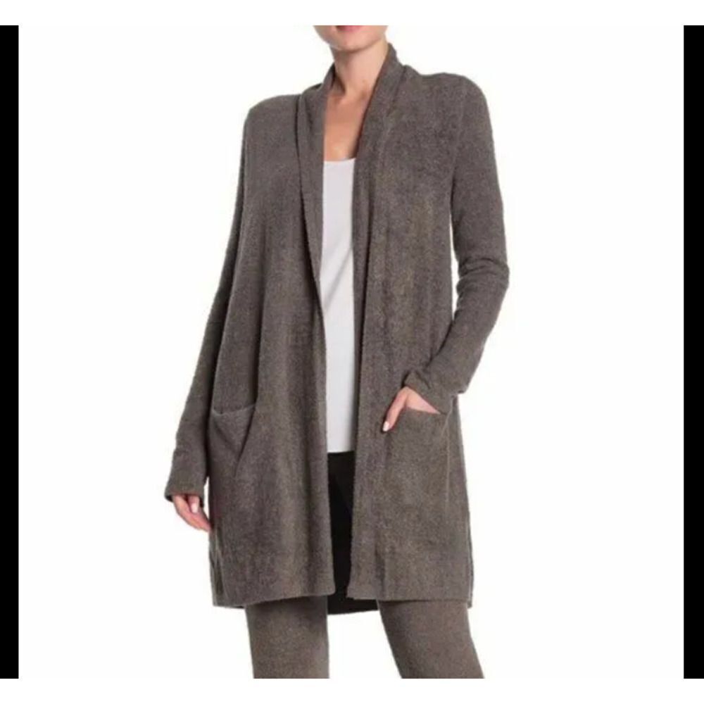 New Barefoot Dreams Womens Mid Length Cardigan Cocoa Bamboo Chic Lite Size Large